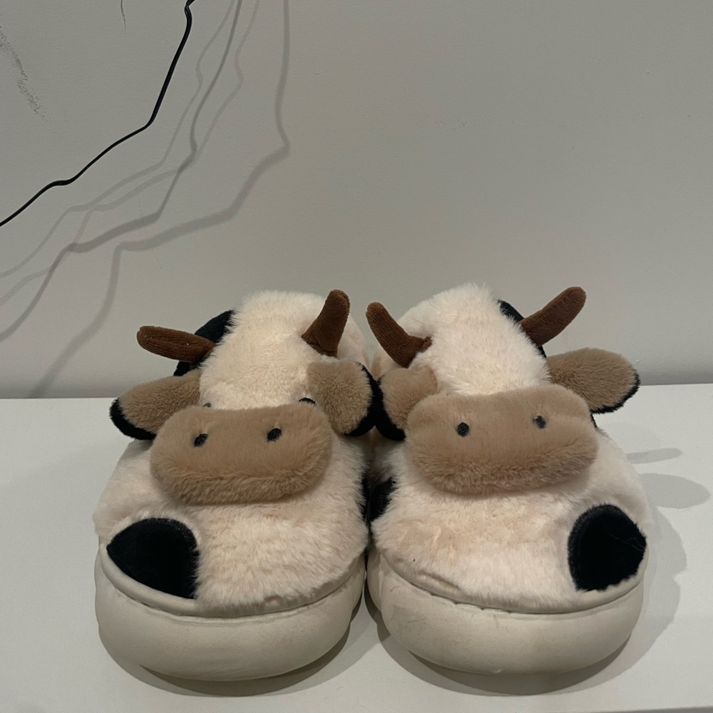 Cute Cow Slippers with Horns